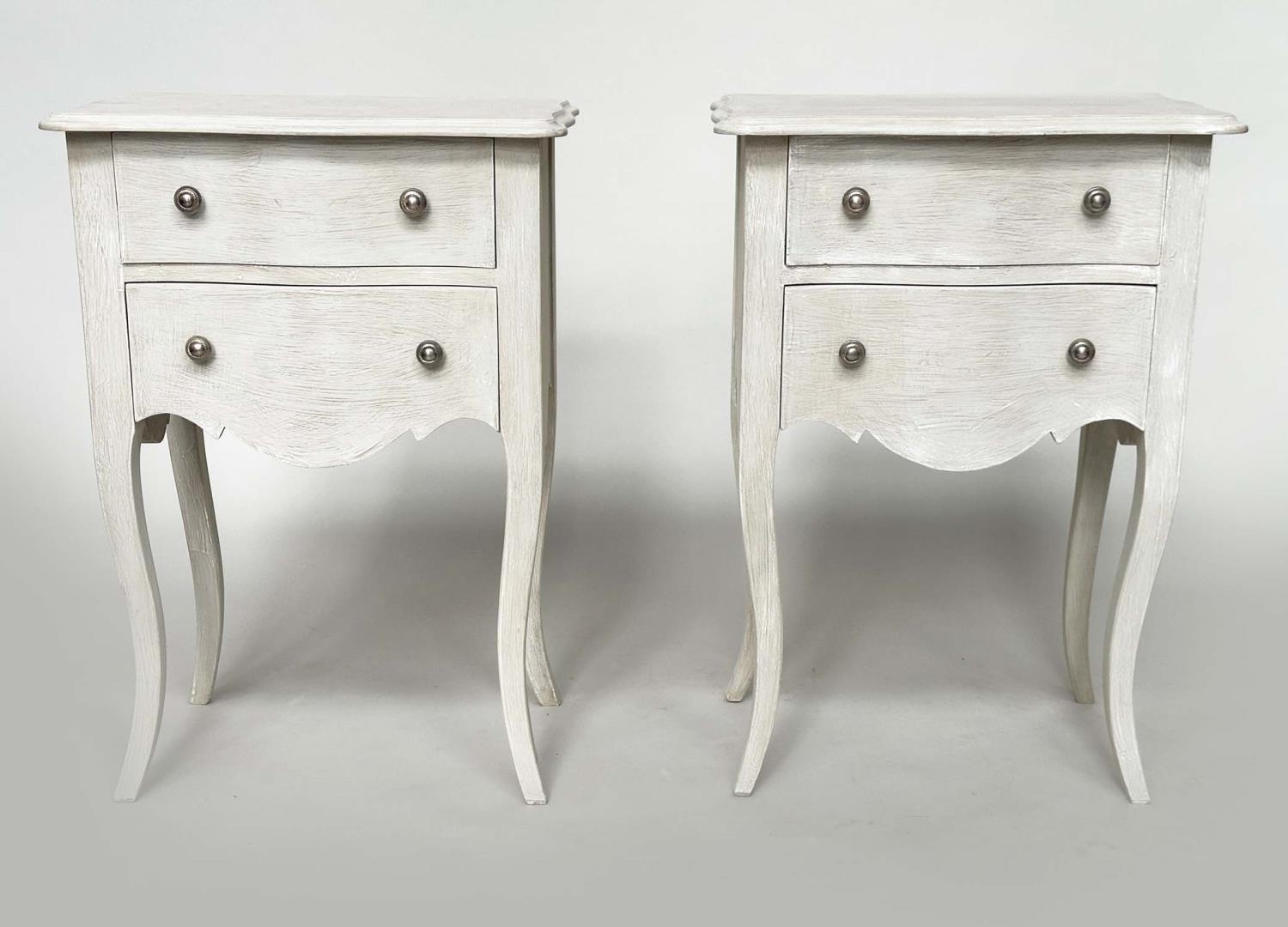 BEDSIDE CHESTS, a pair, French traditionally grey painted each with two drawers and cabriole - Bild 21 aus 22