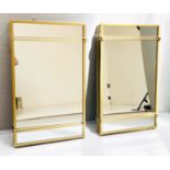 WALL MIRRORS, a pair, gilt metal frames, 79cm H x 49cm W (2)