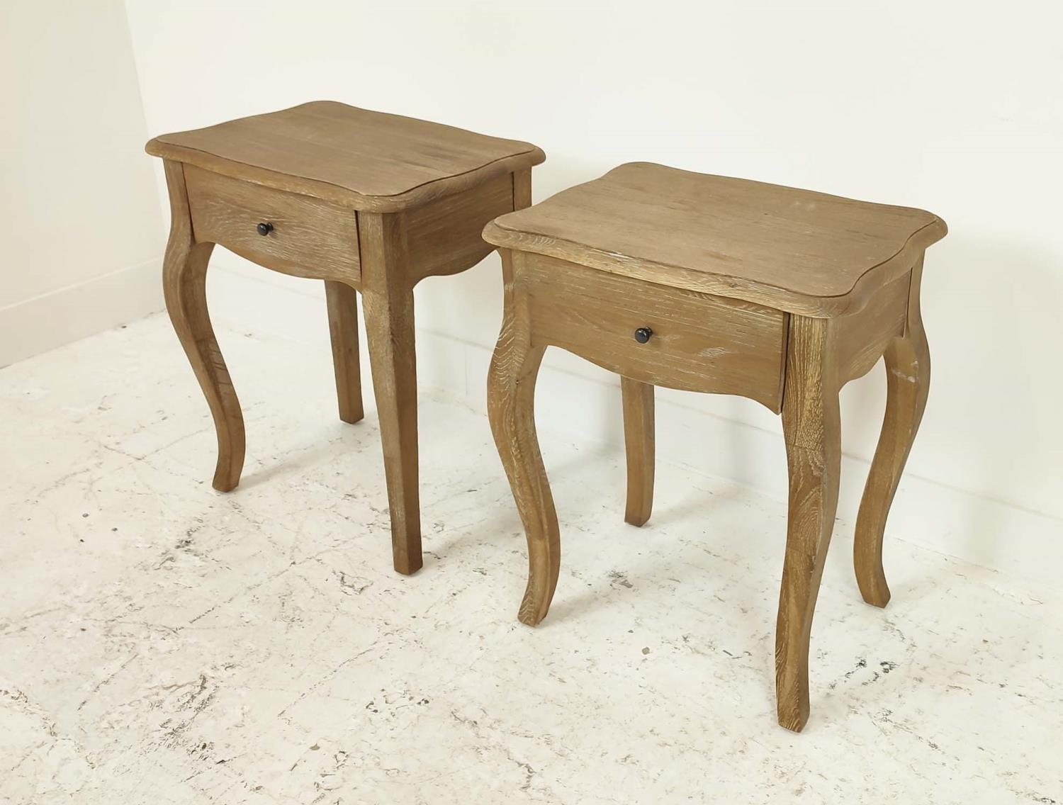 SIDE TABLES, a pair, contemporary French Provincial style, with a draw to each, 50cm x 38cm x - Image 2 of 9