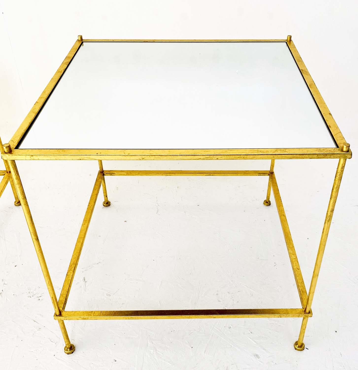 MAISON BAGUES STYLE SIDE TABLES, a pair, gilt metal with mirrored glass tops, 50cm H x 50cm W x 50cm - Bild 5 aus 6