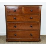 CHEST, Victorian mahogany with five drawers, 119cm H x 120cm x 50cm.