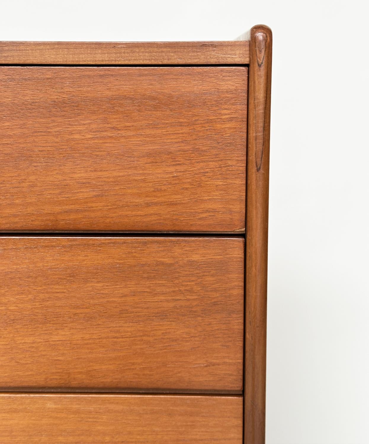 TALL CHEST, 1970s teak with five long drawers and hardwood bale handles, 69cm W x 42cm D x 91cm H. - Image 3 of 6