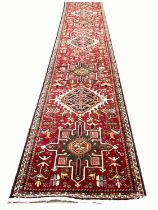 PERSIAN KARAJA LONG RUNNER, 345cm x 80cm.