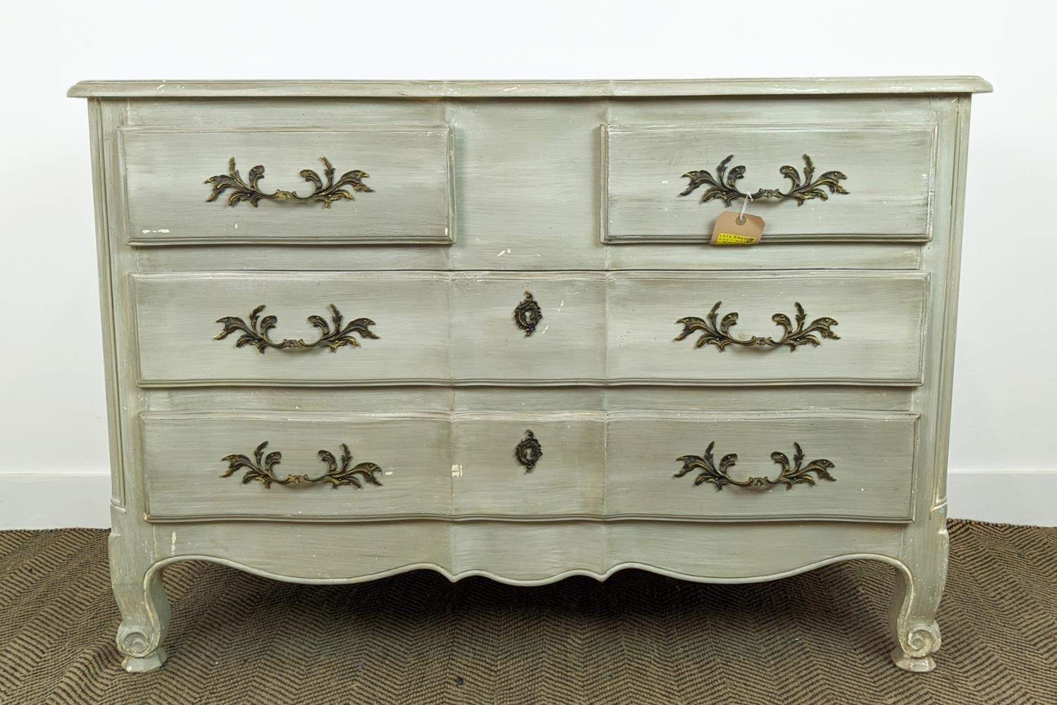 COMMODE, Louis XV style painted of four drawers, 54cm D x 89cm H x 129cm W. - Bild 4 aus 16