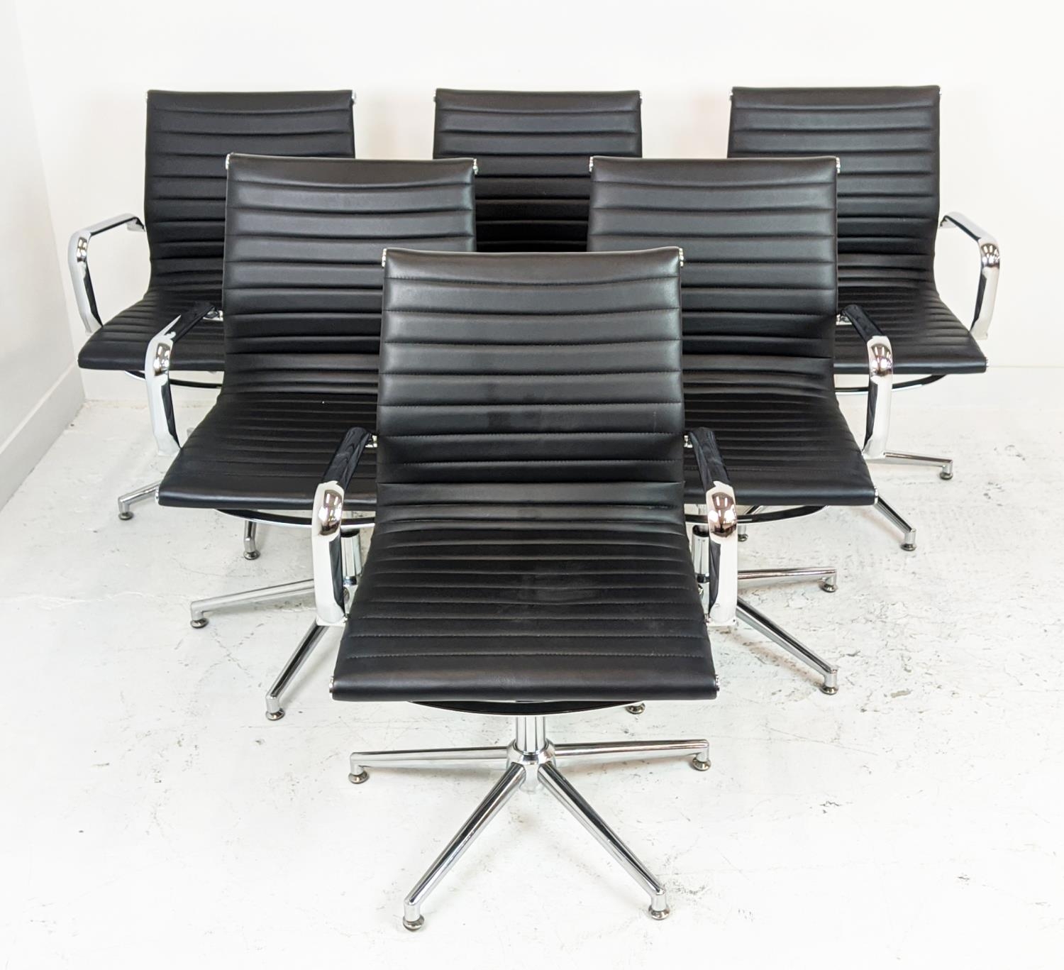 AFTER CHARLES AND RAY EAMES ALUMINIUM GROUP STYLE CHAIRS, a set of six, 90cm H. (6) - Image 2 of 10