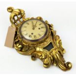 SWEDISH CARTEL CLOCK, Rococo style giltwood, 58cm H x 35cm W.