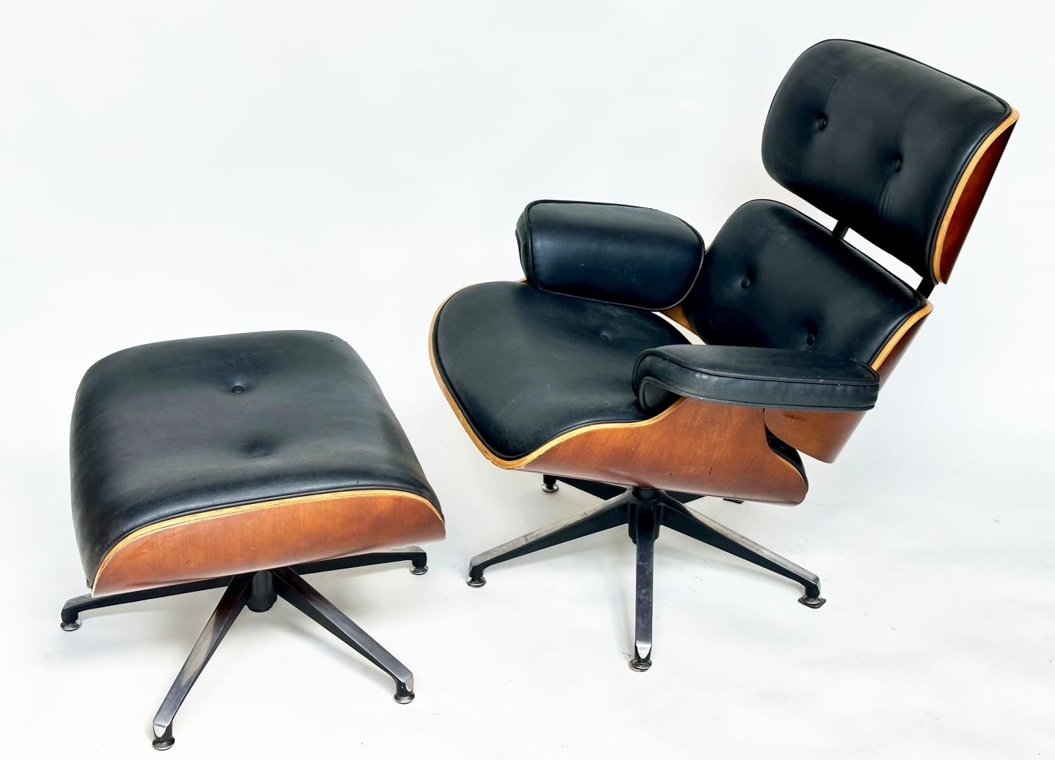 LOUNGER AND OTTOMAN AFTER CHARLES AND RAY EAMES, 81cm W. - Image 2 of 10