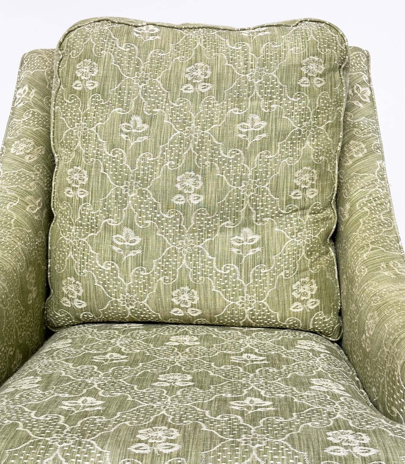 ARMCHAIR, Egerton style with sloping arms and moss green woven upholstery, 66cm W. - Image 4 of 7