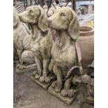 COMPOSITE STONE HOUNDS, a pair, 69cm H. (2)