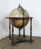GLOBE BAR, vintage, the top opening to reveal bottle stand, 113cm H x 74cm W.