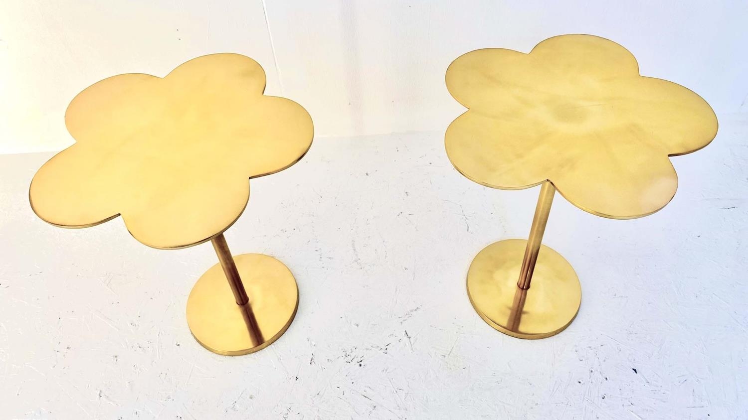 CLOVER SIDE TABLES, a pair, in gilt metal, 51cm H x 41cm x 41cm. (2) - Image 2 of 5