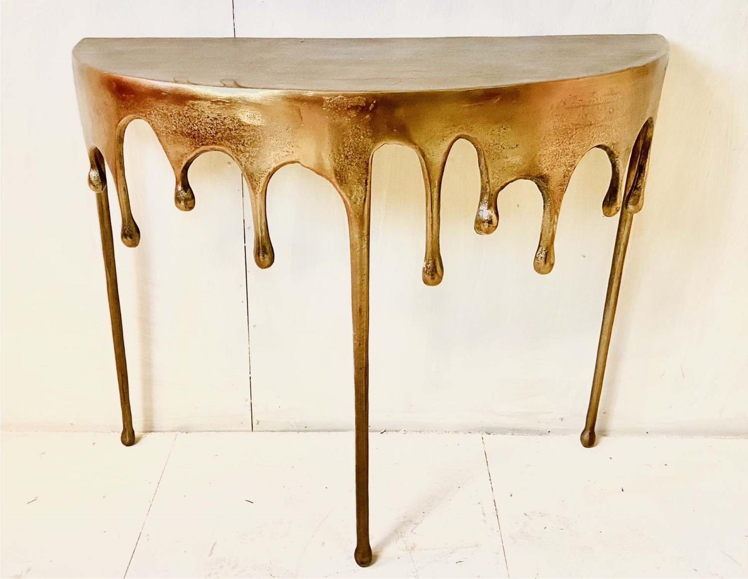 CONSOLE TABLE, dripping design, gilt metal, 76cm x 90cm x 34cm. - Image 2 of 3