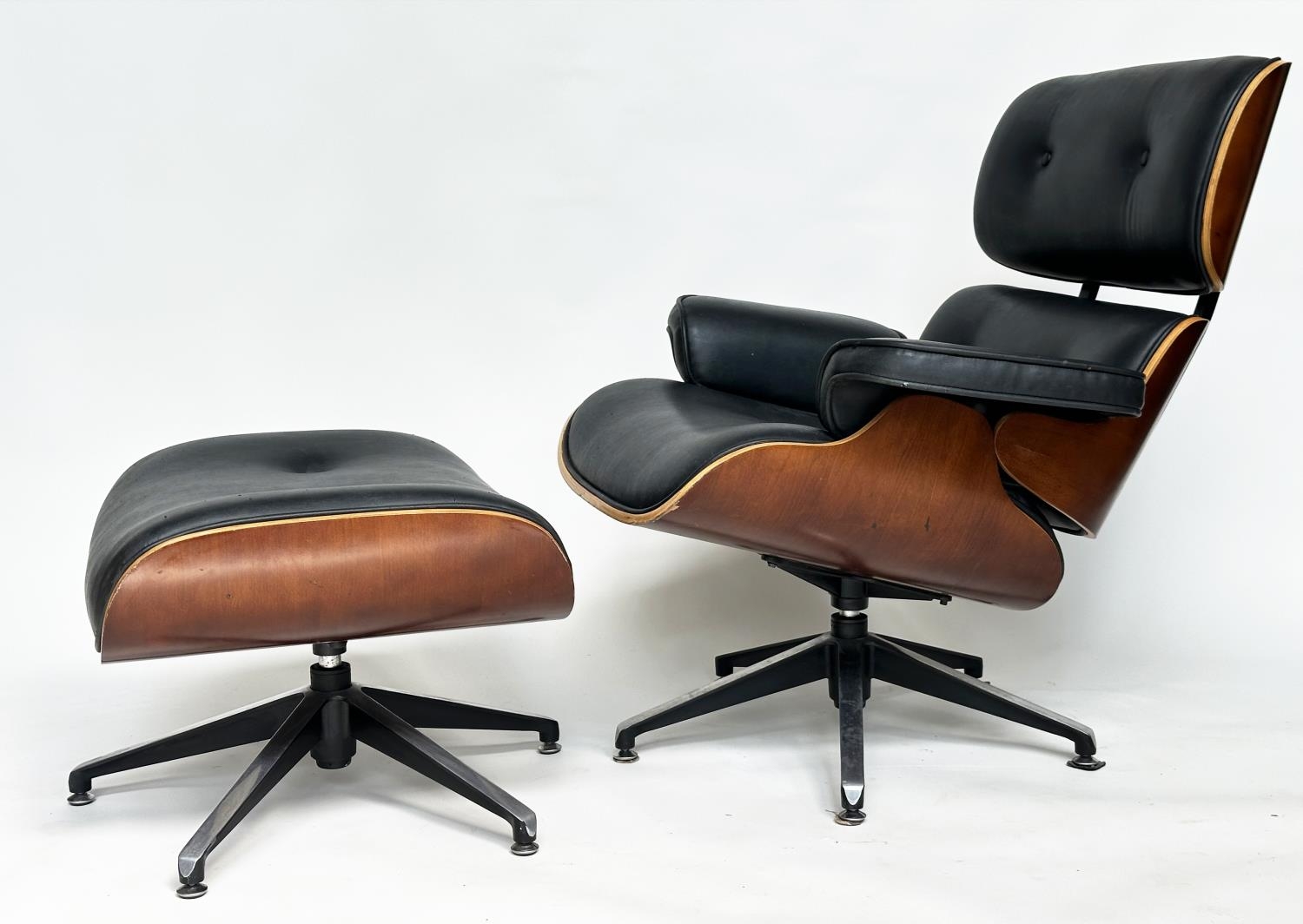 LOUNGER AND OTTOMAN AFTER CHARLES AND RAY EAMES, 81cm W. - Image 8 of 10