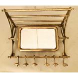 WALL MOUNTING LUGGAGE RACK, rotating mirror and coat hooks, gilt metal, 54cm x 67cm x 36cm.