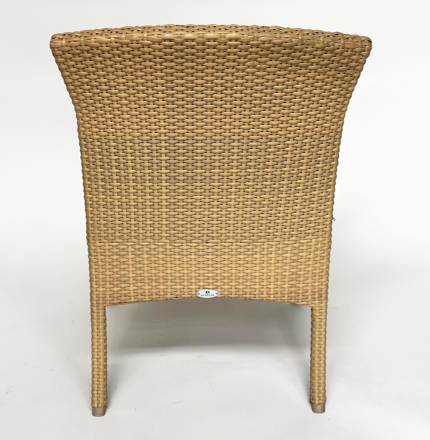 TERRACE/GARDEN ARMCHAIRS BY GLOSTER, a pair, all weather rattan woven and teak framed with cushions, - Image 9 of 11