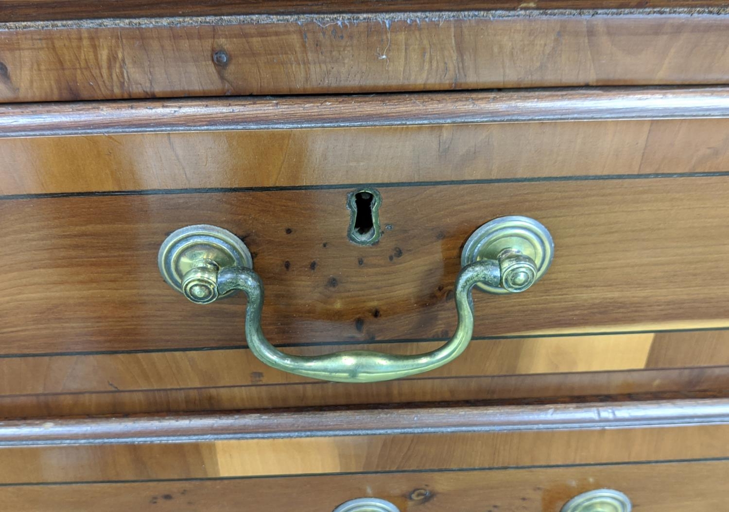 BUREAU CABINET, George II style yewwood and stellar inlaid with three finials over panelled doors - Bild 7 aus 22