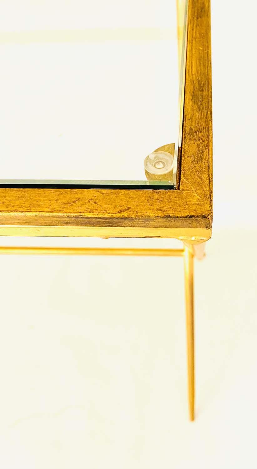 WRITING DESK, 1960s French style, gilt metal and glass, 87cm x 95cm x 42cm. - Image 3 of 3
