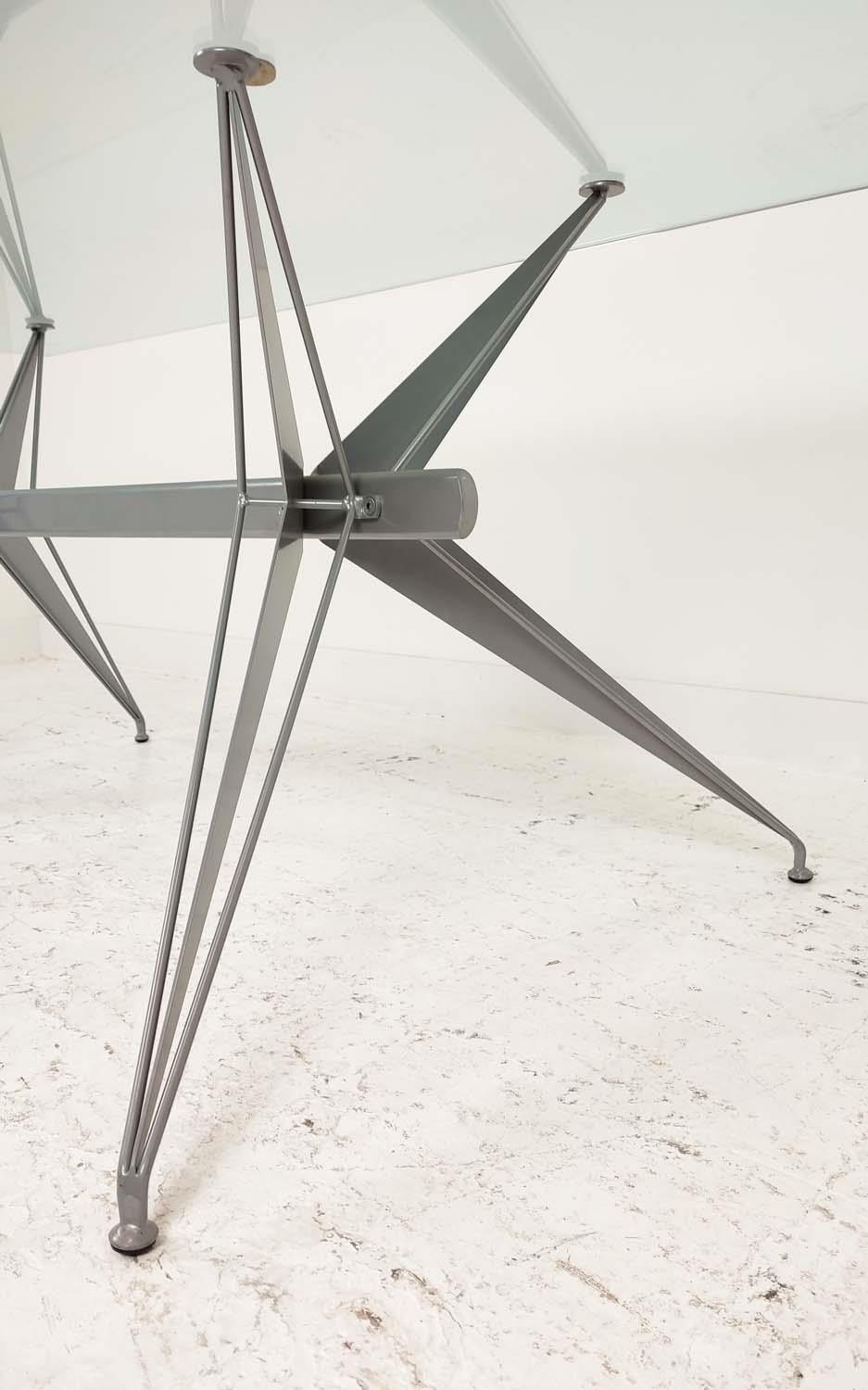 ATRIBUTED TO FASEM DINING TABLE, by Studio Archirivolto, glass top on metal base, 180cm x 85cm x - Image 4 of 8