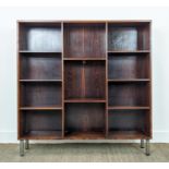 OPEN BOOKCASE, 120cm W x 26cm D x 123cm H, on metal supports.