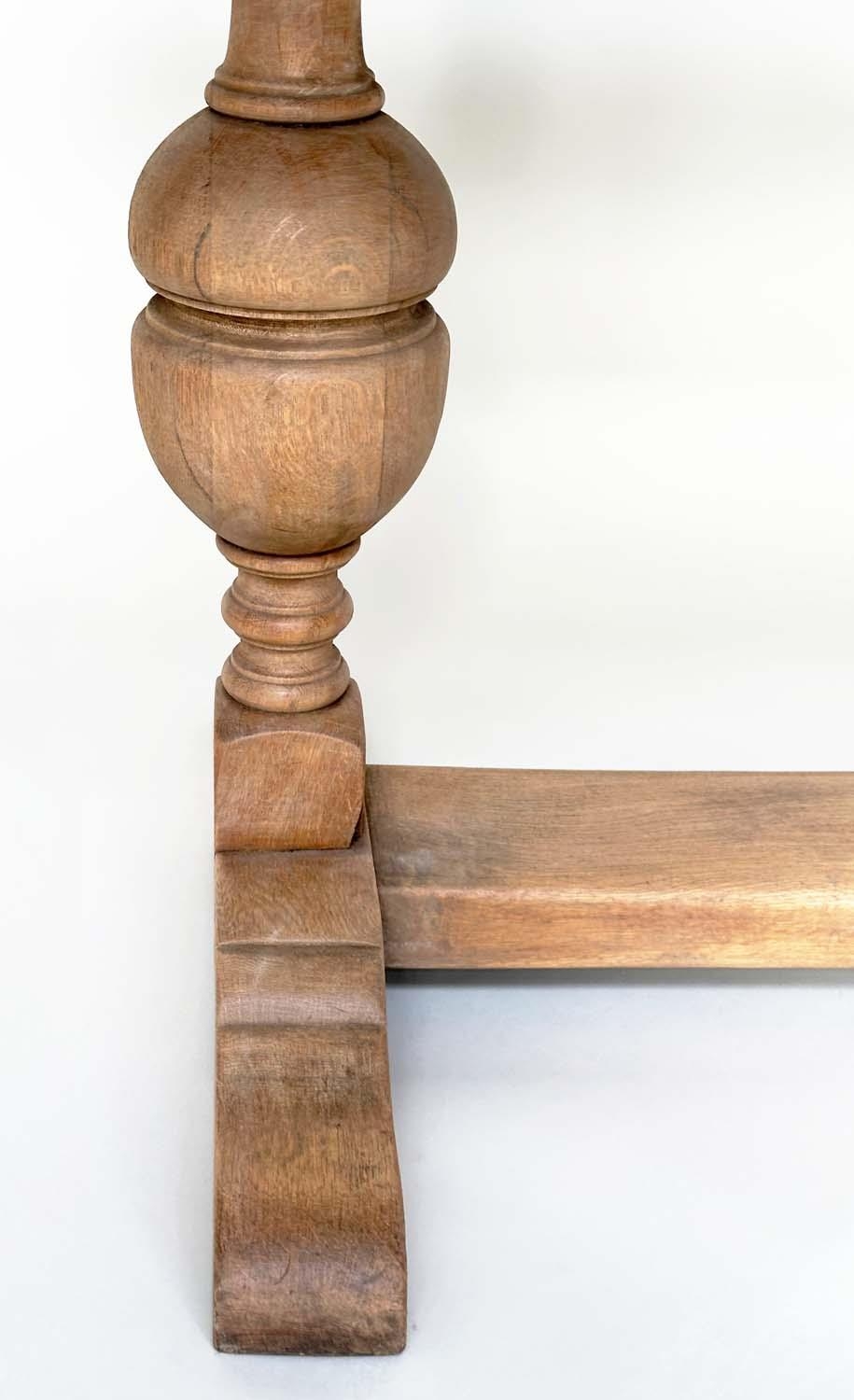 REFECTORY TABLE, early English style oak with planked top, cup and cover turned pillar trestles - Image 4 of 12