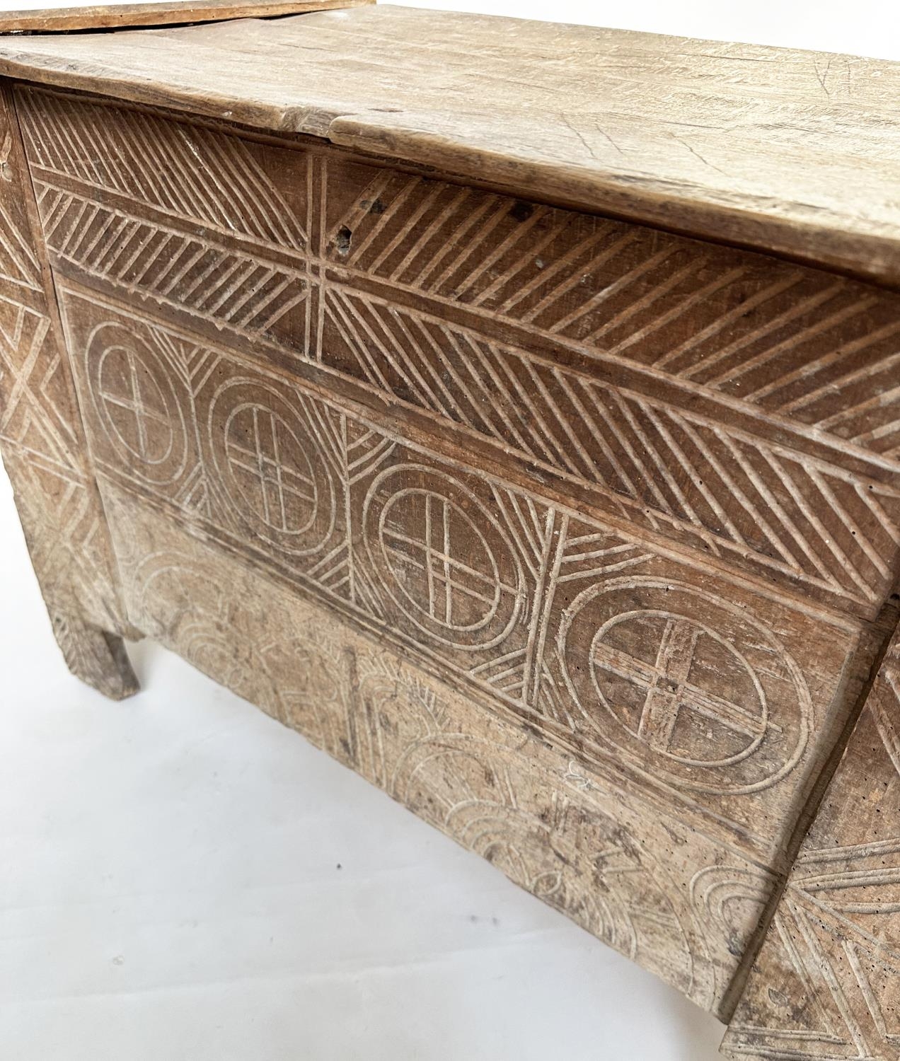 SCANDINAVIAN KISTA TRUNK, early 18th century sycamore of pegged construction with chip decorated - Image 11 of 12