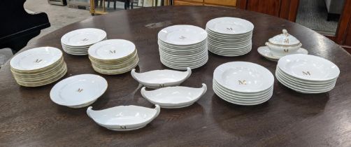 PART DINNER SERVICE, Sèvres, comprising thirty three dinner plates, twenty one gilt edge plates,