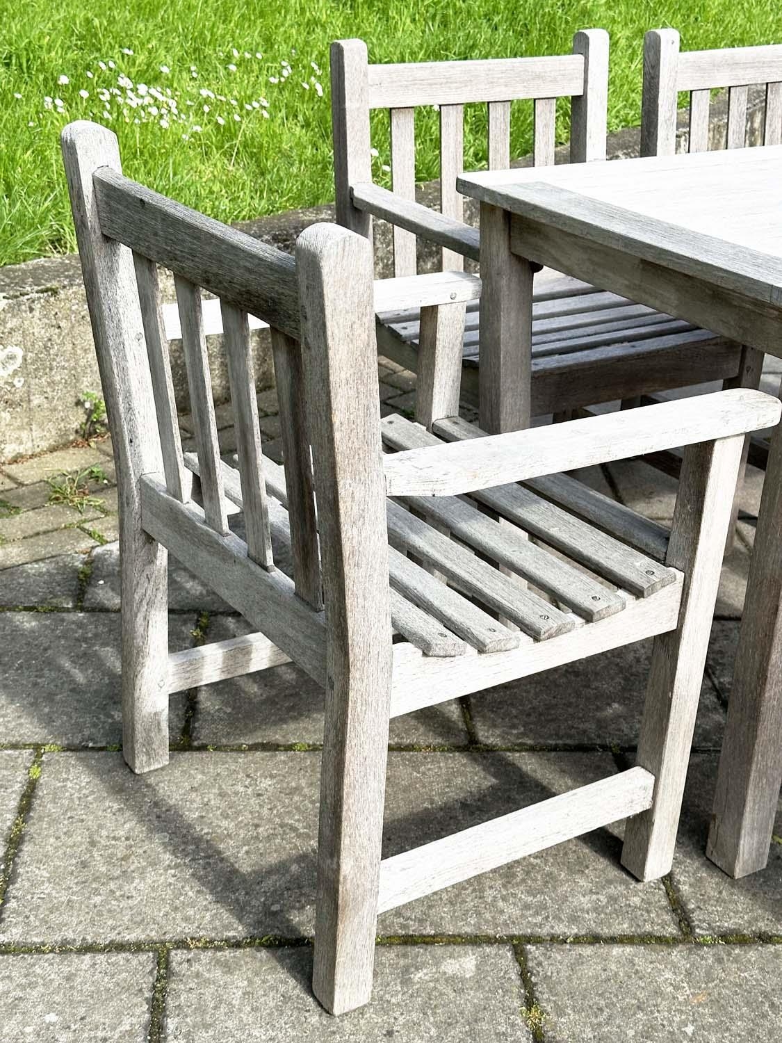 GARDEN TABLE AND CHAIRS, silvery weather slatted teak rectangular, 75cm H x 155cm W 70cm D, with six - Bild 3 aus 8