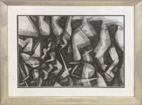 VITALITY FEDEROV, 'Two figures', charcoal/pastel, 59cm x 35cm, framed.