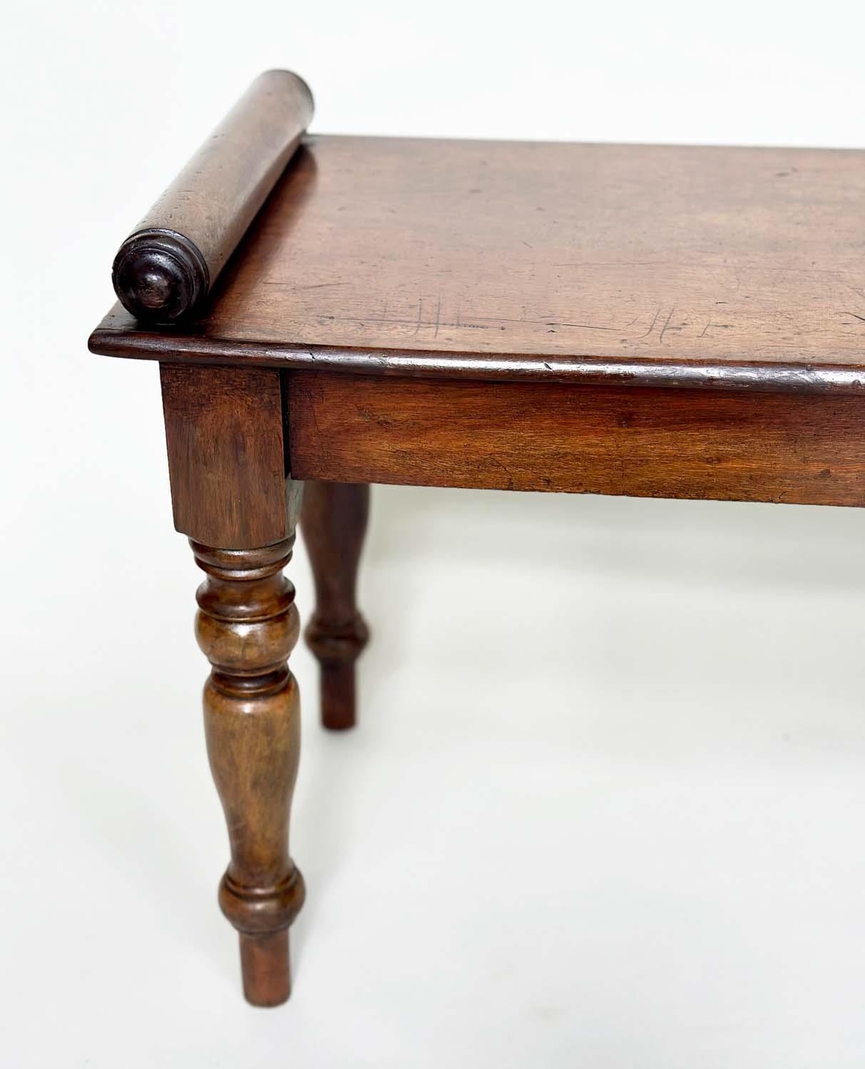 HALL BENCH, early 19th century mahogany rectangular with finely turned bolsters and tapering - Image 4 of 11