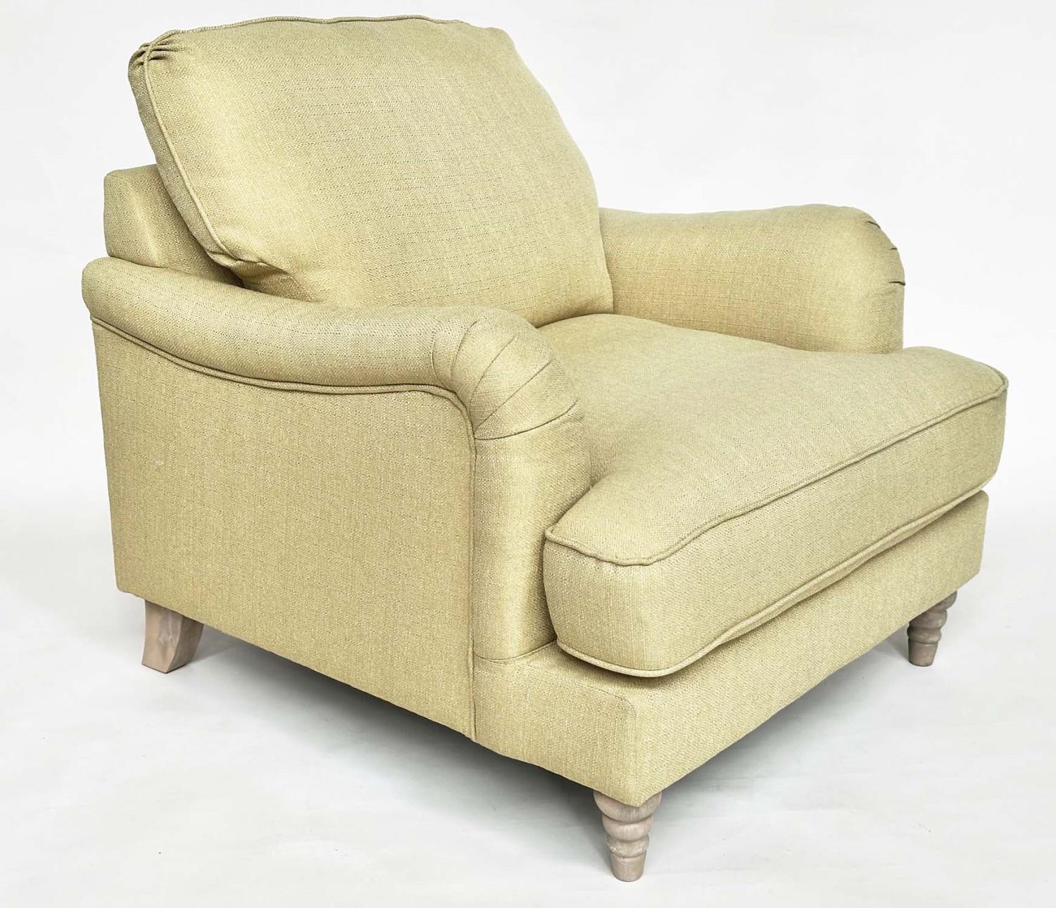 COUNTRY HOUSE ARMCHAIR, Howard and Son style Bridgewater model inspired with primrose yellow slub - Image 2 of 8
