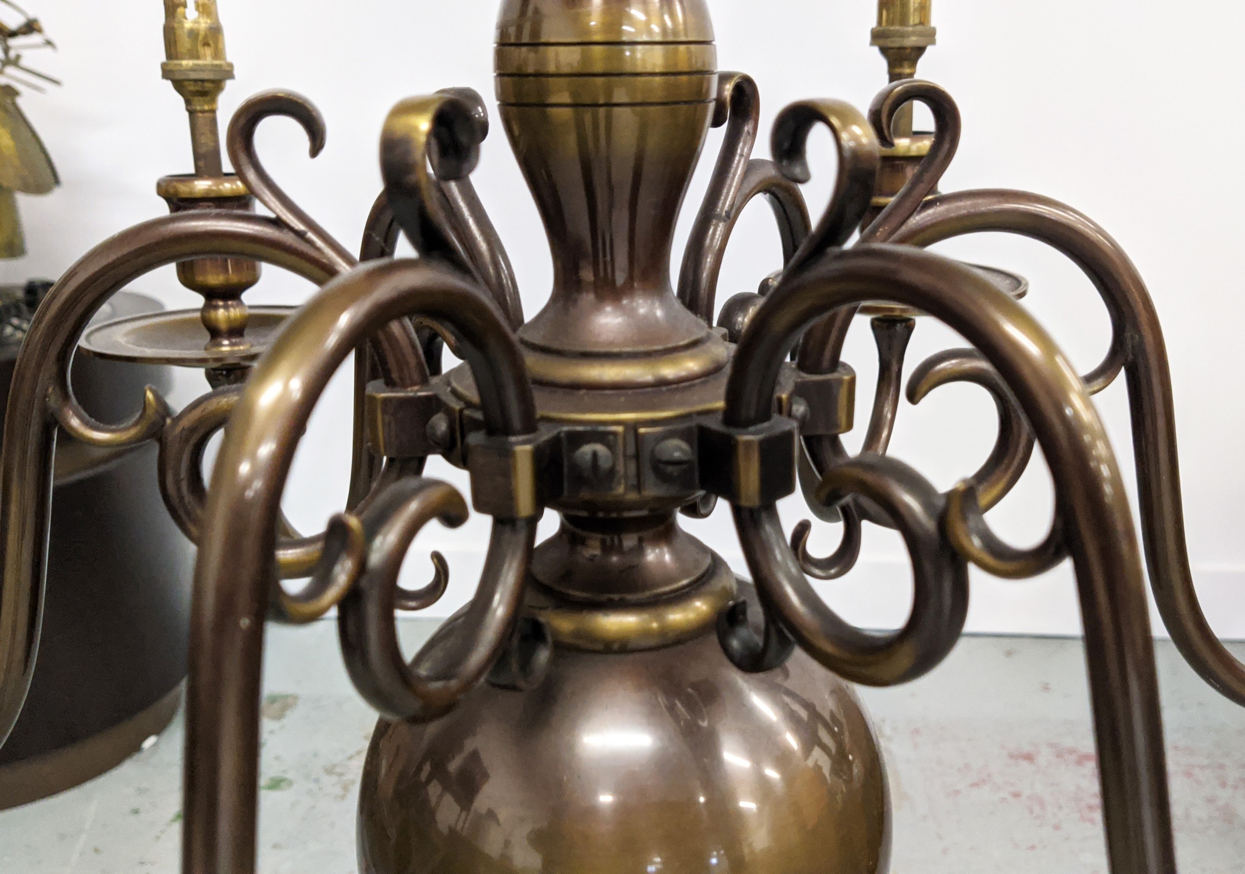 CHANDELIER, Dutch style, six branch, 90cm drop approx. - Image 3 of 4