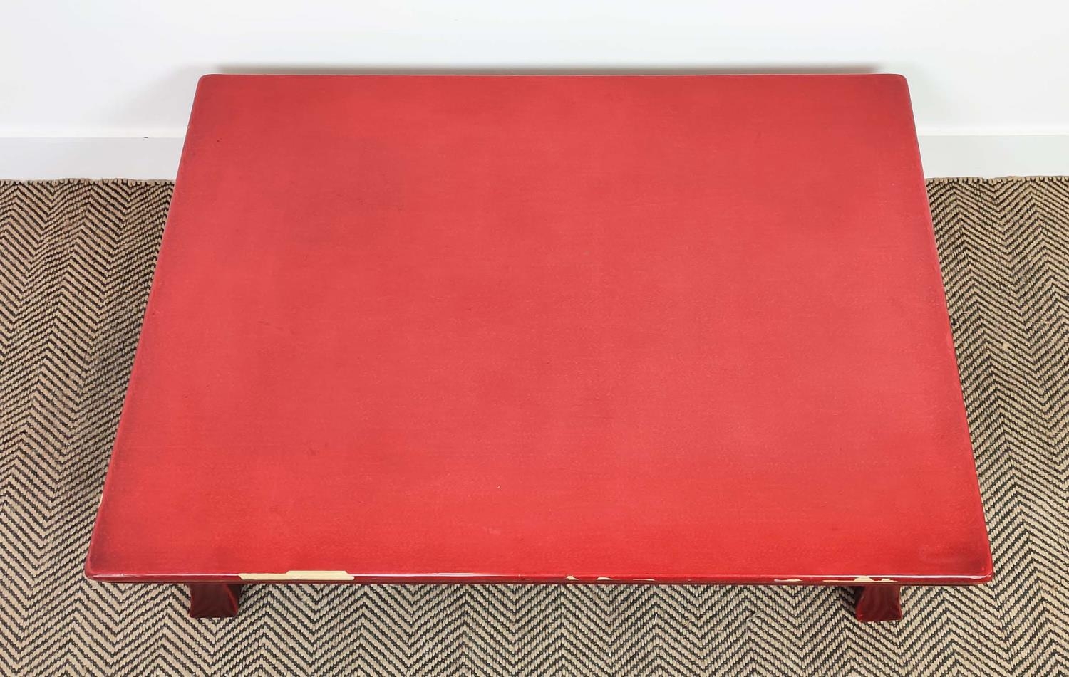 LOW TABLE, Asian in red lacquer finish, 106cm W x 75cm D x 35cm H lacquer. - Image 4 of 4