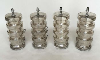 TABLE LAMPS, a set of four, Venetian style silvered mirrored glass, 56cm H. (4)
