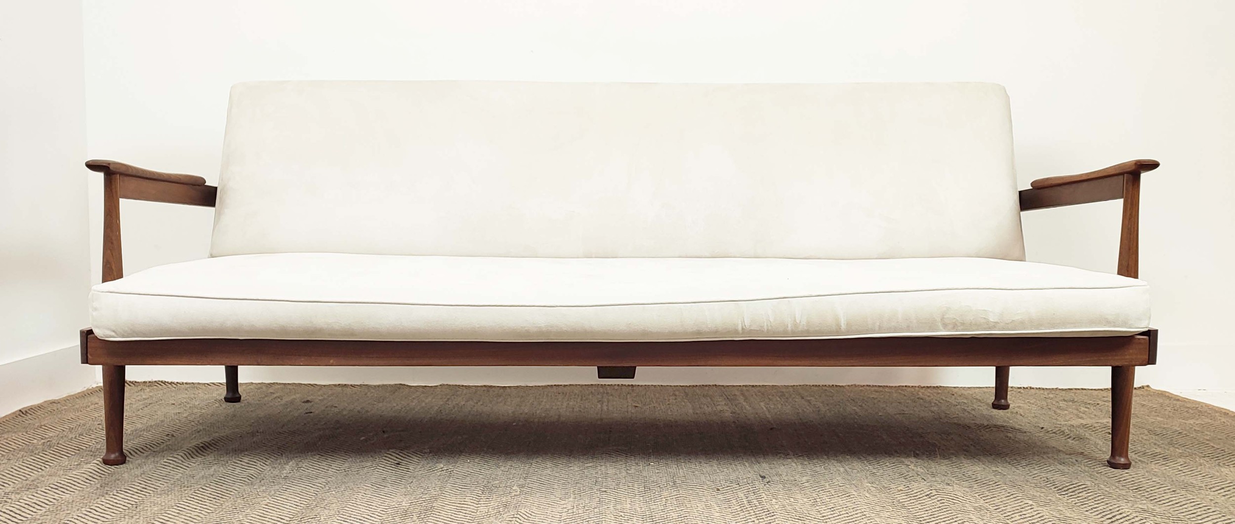 SOFA, vintage 20th century with a tilting back exposing hidden storage, 205cm W x 81cm D. - Image 2 of 9
