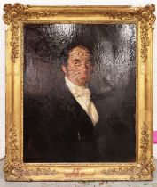'PORTRAIT OF A GENTLEMAN', 19th century and recently reworked, oil on canvas, 71cm x 58cm, gilt