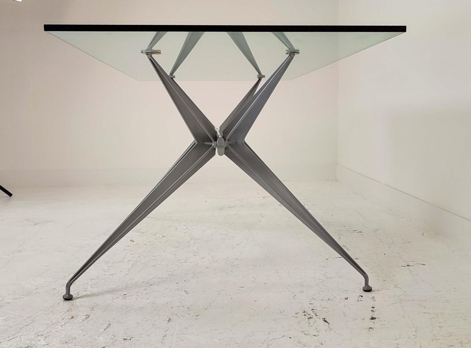 ATRIBUTED TO FASEM DINING TABLE, by Studio Archirivolto, glass top on metal base, 180cm x 85cm x - Image 6 of 8