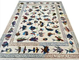 CONTEMPORARY FISH DESIGN CARPET, 302cm x 246cm.