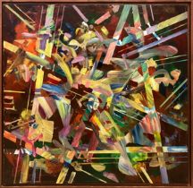 VLADIMIR TCHALY 'Abstract - Opus 39', oil on canvas, 80cm x 80cm, signed, framed.