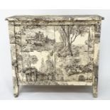 DECOUPAGE CABINET, French style toile-de-juoy decoupage decorated with two doors, 90cm W x 40cm D