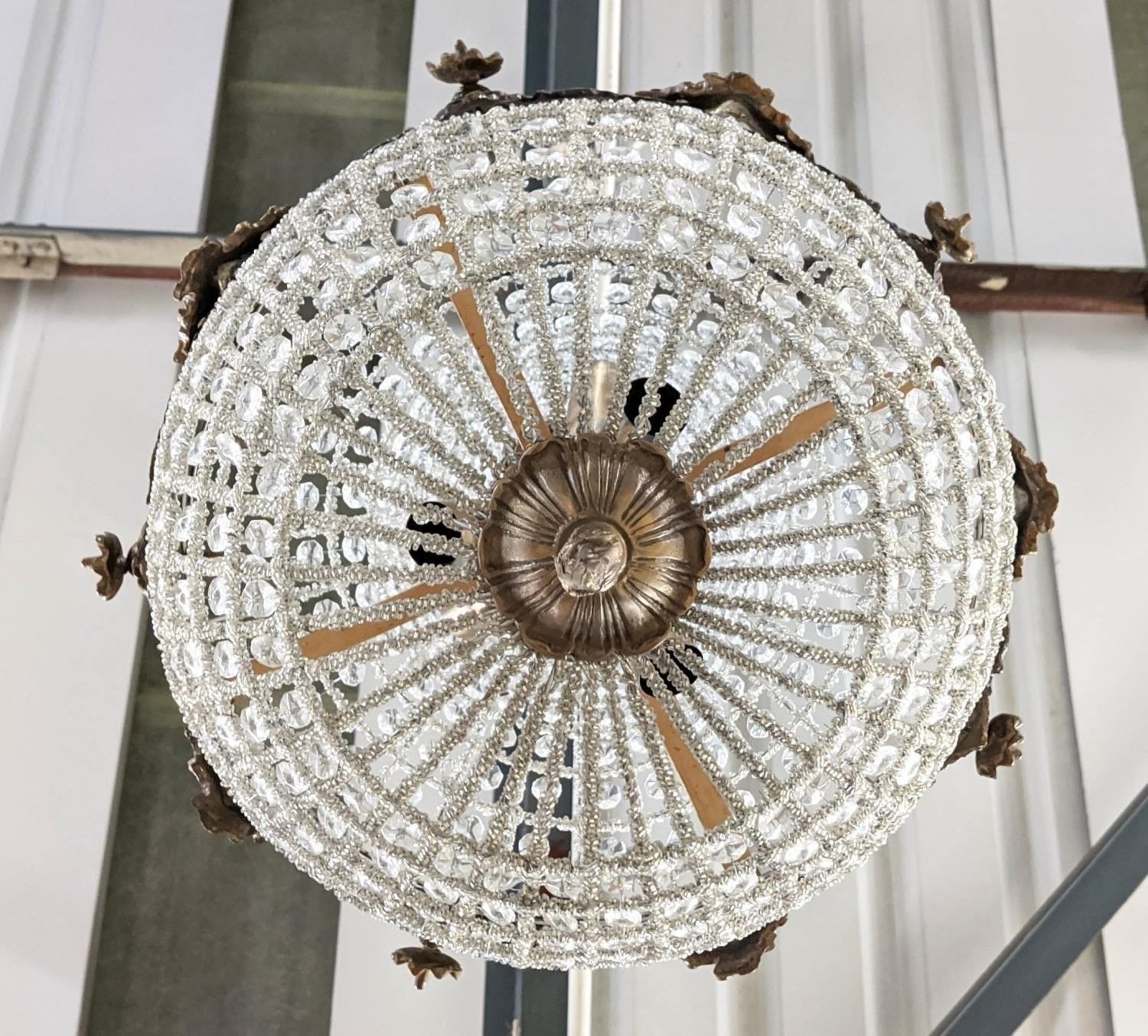 BAG CHANDELIERS, a pair, Empire style glass and gilt metal, 62cm H. (2) - Image 3 of 4