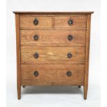 CHEST, early 20th century, Arts and Crafts style solid oak with five drawers, 91cm W x 48cm D x