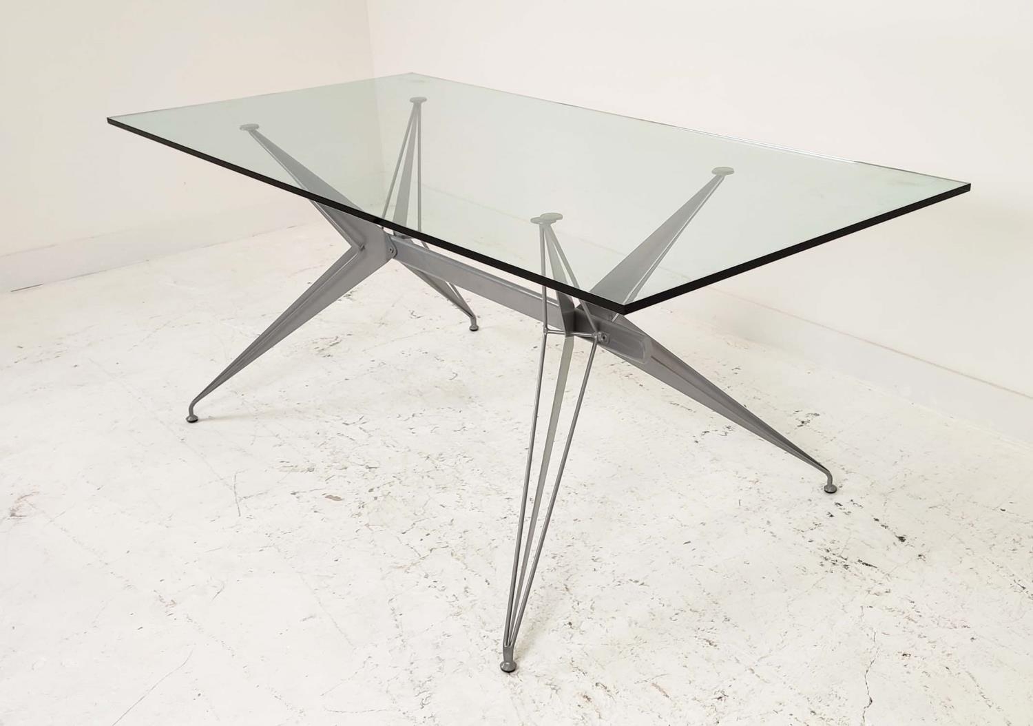 ATRIBUTED TO FASEM DINING TABLE, by Studio Archirivolto, glass top on metal base, 180cm x 85cm x - Image 3 of 8
