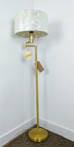 LAUREN RALPH LAUREN HOME FLOOR LAMP, swing arm design, gilt metal, with shade 143cm approx.