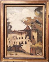 MICHEL DIND-SIBOURG (20th century French), 'Villa Jeanne d'Arc', oil on board, 64cm x 46cm, framed.