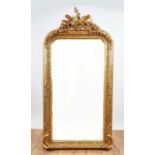 OVERMANTEL WALL MIRROR, ornate gilt frame and bevelled plate, 160cm H x 85cm W.