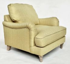 COUNTRY HOUSE ARMCHAIR, Howard and Son style Bridgewater model inspired with primrose yellow slub