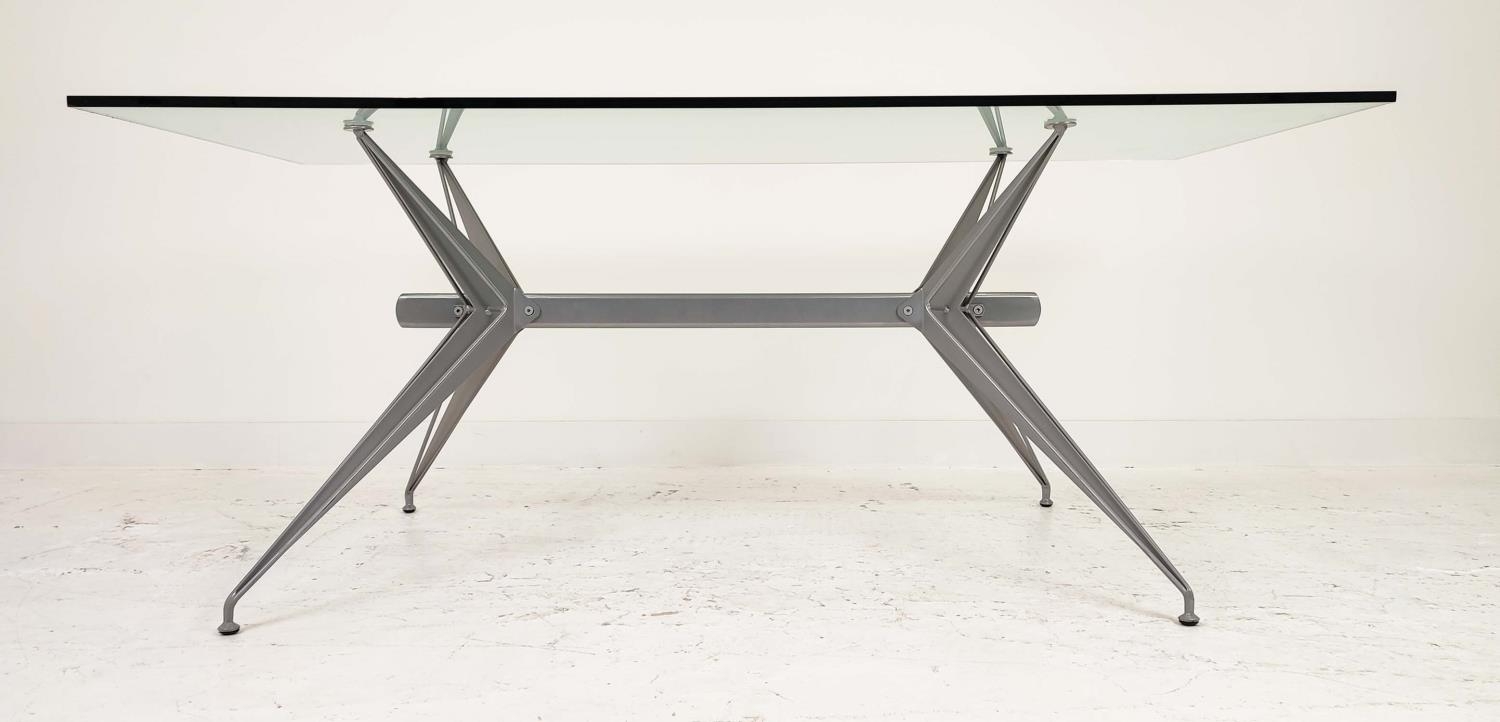 ATRIBUTED TO FASEM DINING TABLE, by Studio Archirivolto, glass top on metal base, 180cm x 85cm x - Image 2 of 8