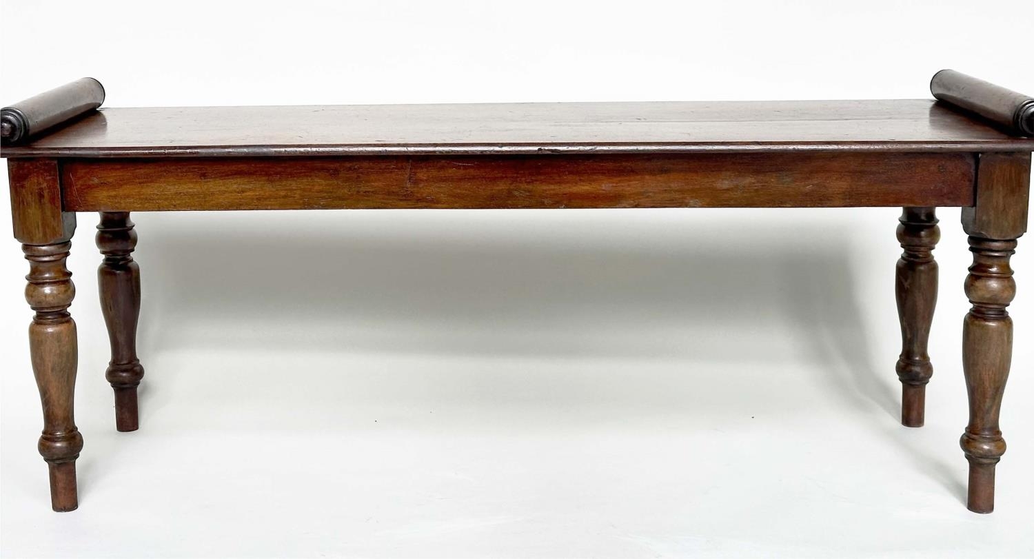 HALL BENCH, early 19th century mahogany rectangular with finely turned bolsters and tapering - Image 10 of 11