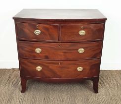 BOWFRONT CHEST, Regency mahogany of four drawers, 88cm H x 91cm W x 50cm D.