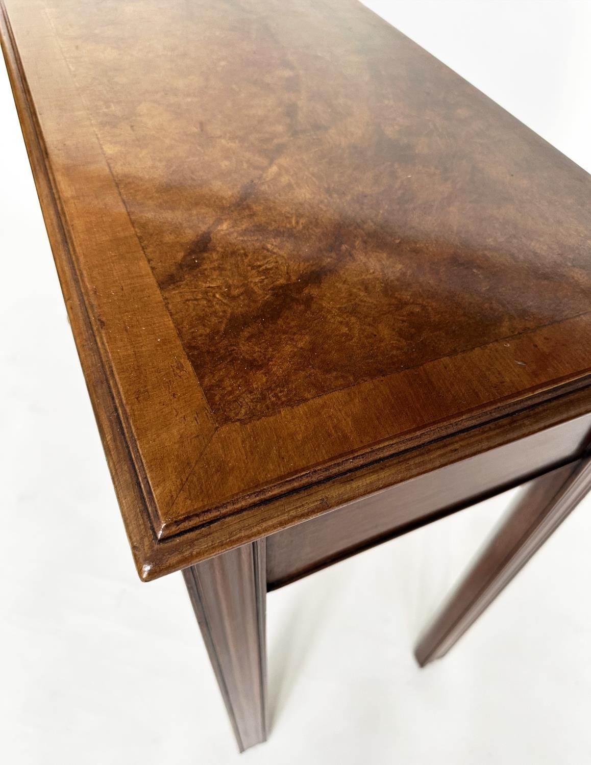 HALL TABLE, George III design walnut and crossbanded with three frieze drawers and channelled - Image 7 of 8